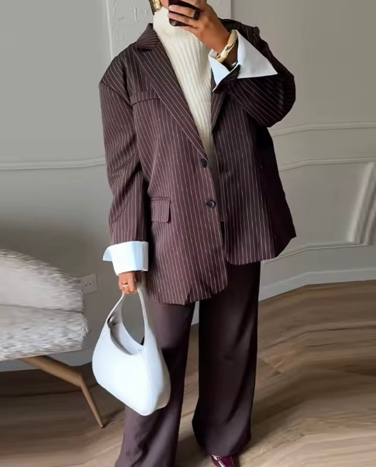 Veste Blazer Femme – Chic en Coton à Grille, Automne-Hiver 2025