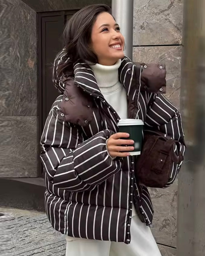 Doudoune Rembourrée à Rayures pour Femme