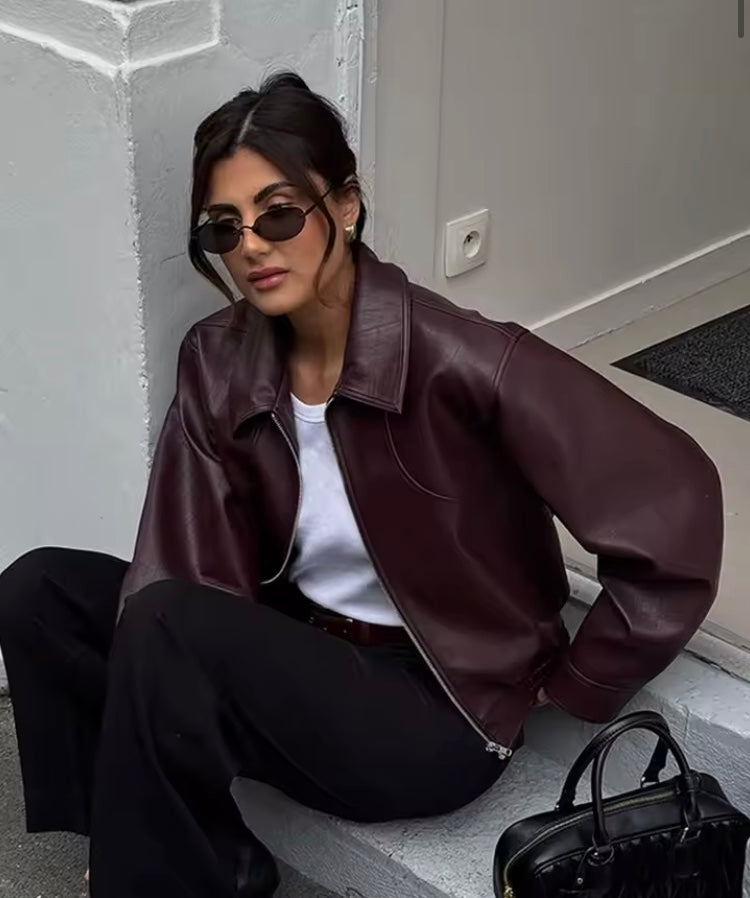 Veste en cuir - Manche longue