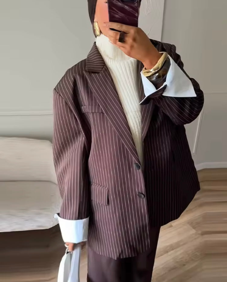 Veste Blazer Femme – Chic en Coton à Grille, Automne-Hiver 2025