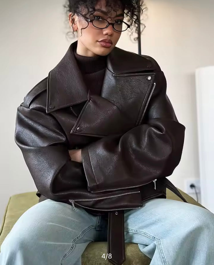 Veste courte décontractée Cuir