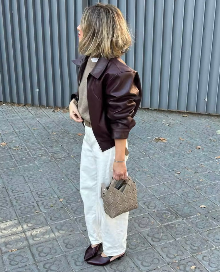 Veste en cuir - Manche longue