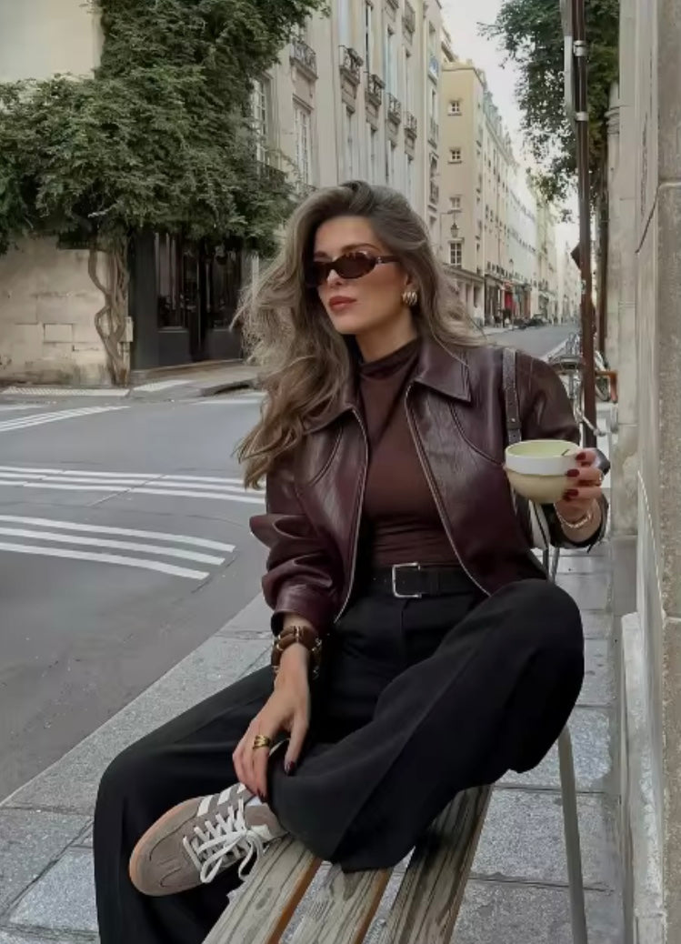 Veste en cuir - Manche longue