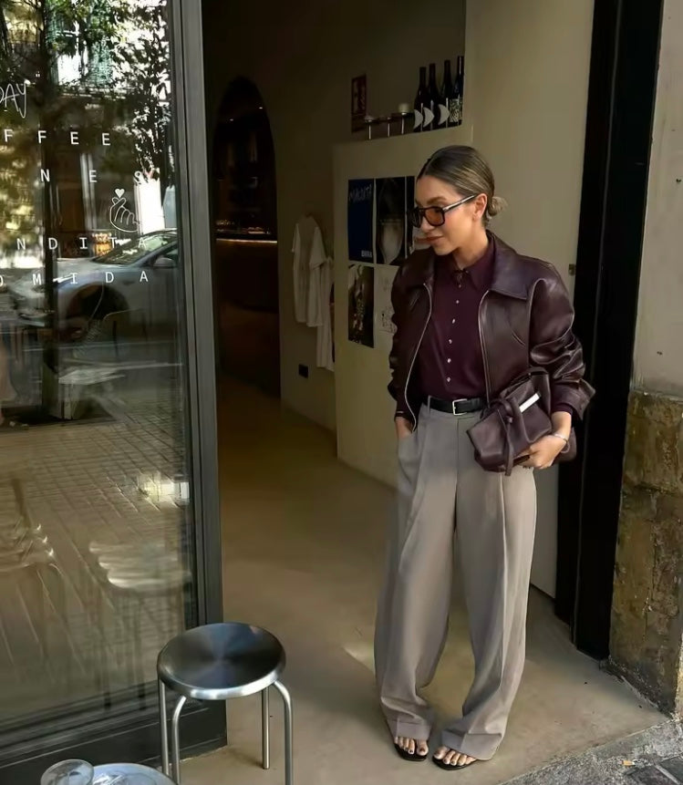 Veste en cuir - Manche longue