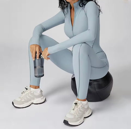 Combinaison Sport Femme à Fermeture Éclair – Fitness, Yoga & Entraînement