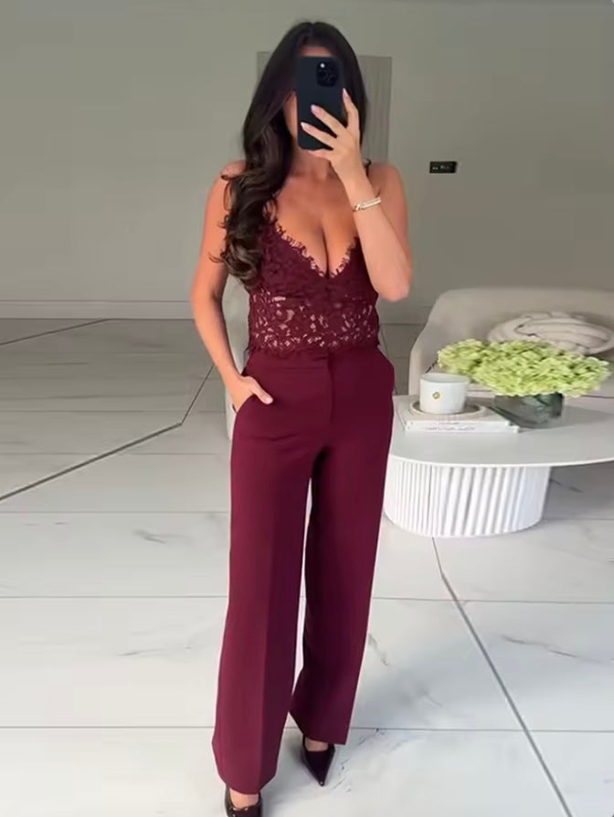 Costume Blazer et pantalon pour femmes, plumes élégantes