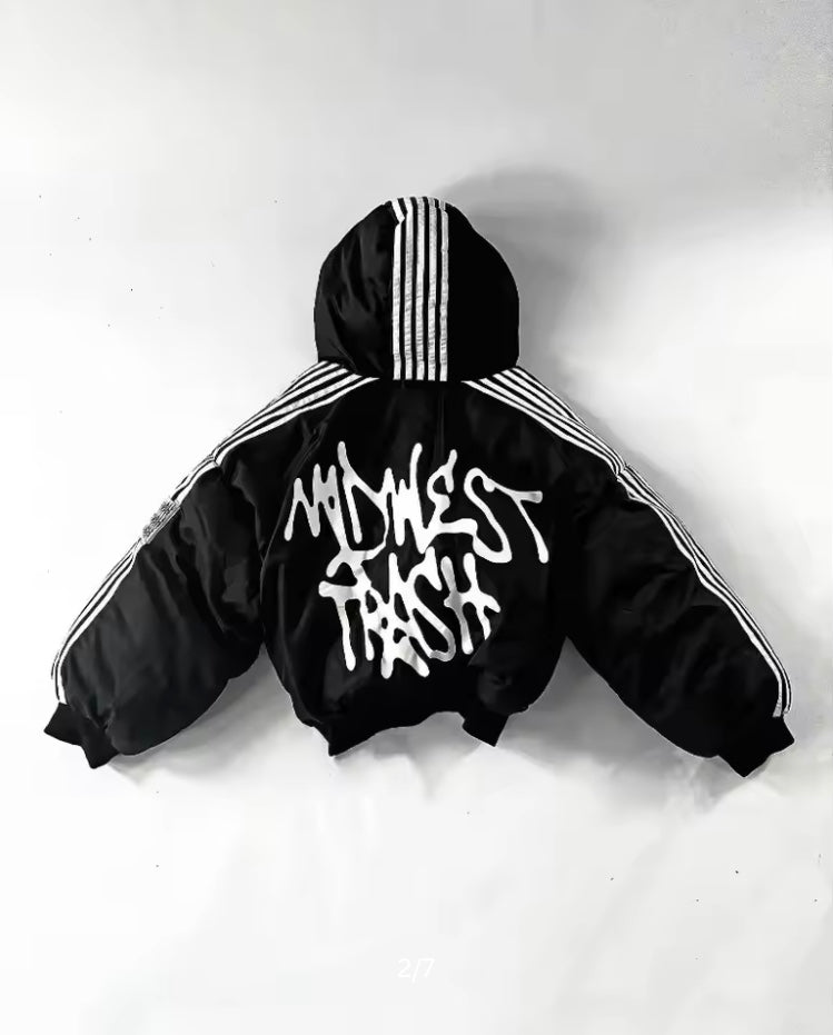 Doudoune Courte à Rayures – Tendance, Chaude & Rembourrée