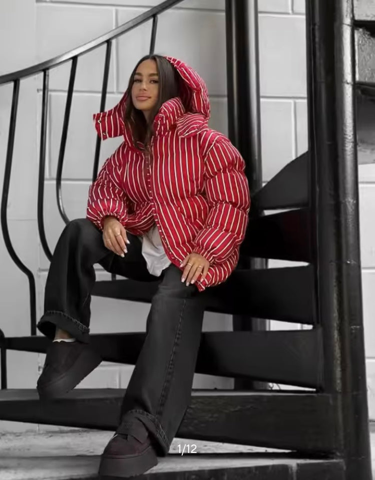 Doudoune Rembourrée à Rayures pour Femme