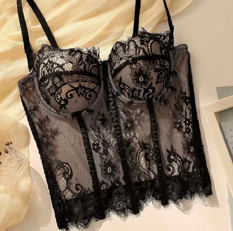 Corset Sexy en Dentelle Florale – Bustier Élégant Femme pour Soirée & Club