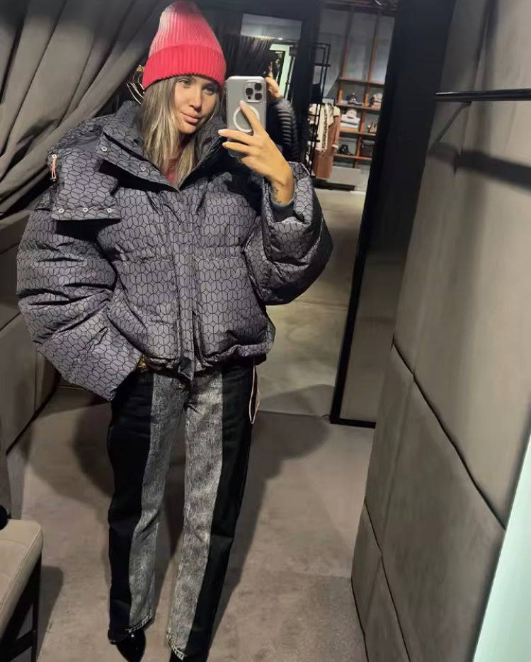 Veste d'hiver rembourrée à capuche pour femme, manches longues