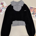 Ensemble Tricoté 3 Pièces Style Coréen – Pull Court & Mini Jupe Rétro