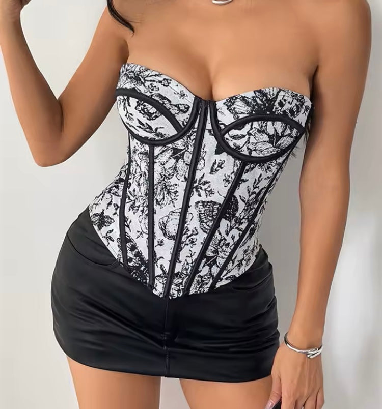 Corset Sans Bretelles Rétro Français – Haut Sexy à Lacets, Dos Nu 2025