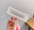 Pince à Cheveux Transparente en Acrylique – Perles & Design Géométrique Creux