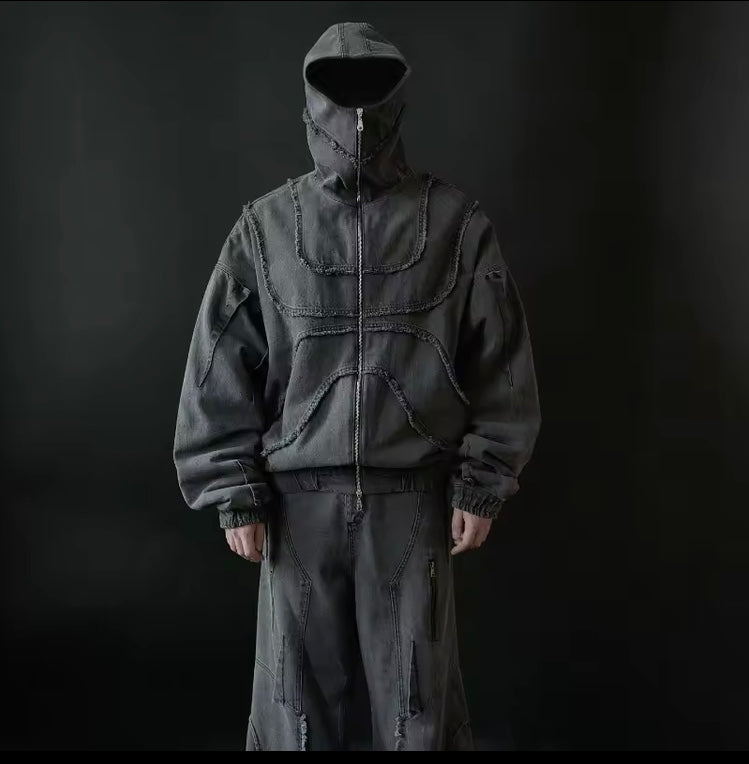 Veste Jean Y2K Oversize – Style Gothique Américain & Streetwear Punk