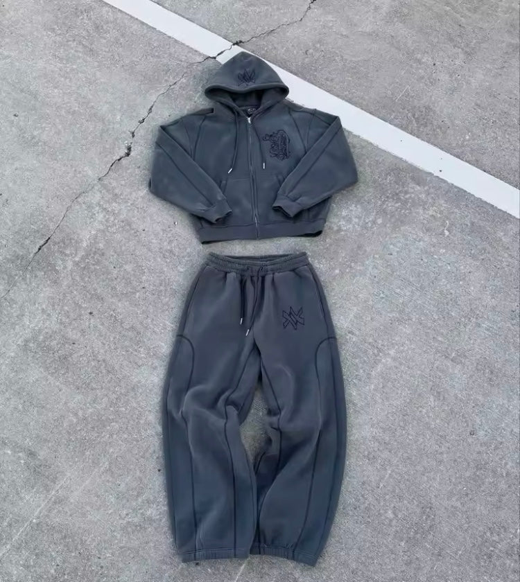 Ensemble Deux Pièces Sweat à Capuche & Pantalon Surdimensionné Y2K – Streetwear HipHop Unisexe