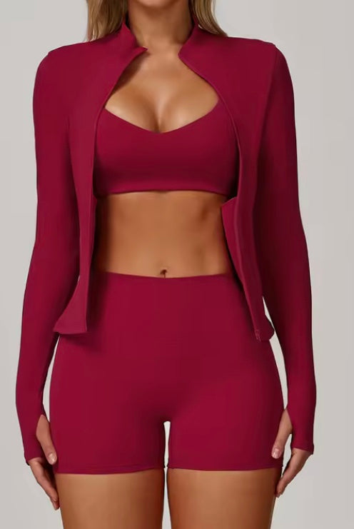 Ensemble de Sport 3 Pièces Femme – Yoga, Fitness & Running | Respirant, Gainant & Confortable