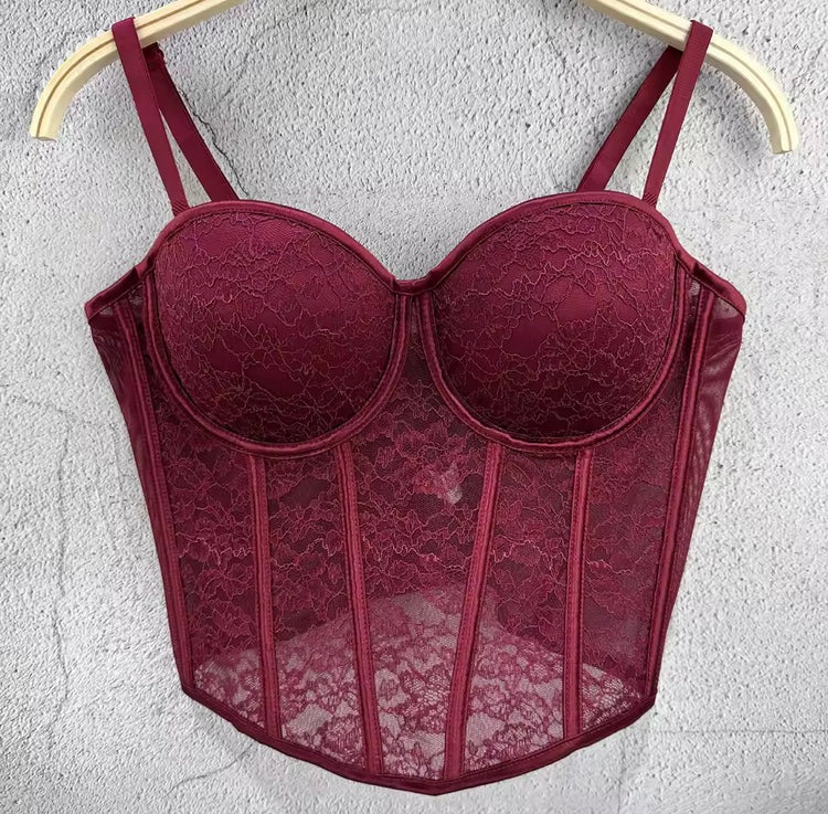 Corset Sexy en Dentelle Florale – Bustier Élégant Femme pour Soirée & Club