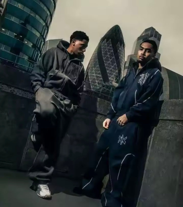 Ensemble Deux Pièces Sweat à Capuche & Pantalon Surdimensionné Y2K – Streetwear HipHop Unisexe