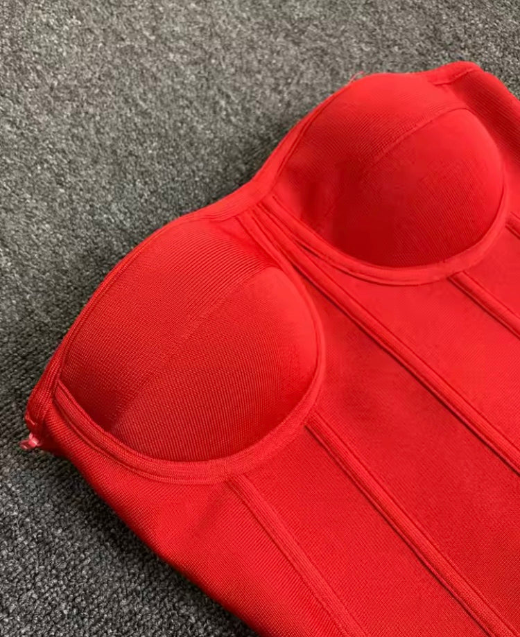 Mini Jupe Rouge à Lacets – Ensemble Deux Pièces NightChester