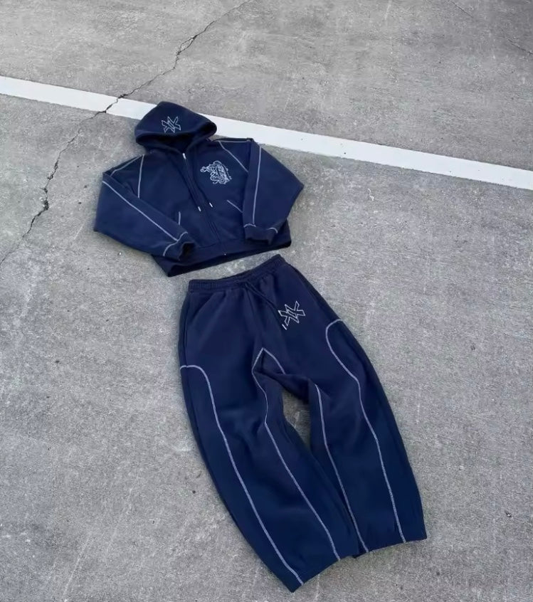 Ensemble Deux Pièces Sweat à Capuche & Pantalon Surdimensionné Y2K – Streetwear HipHop Unisexe