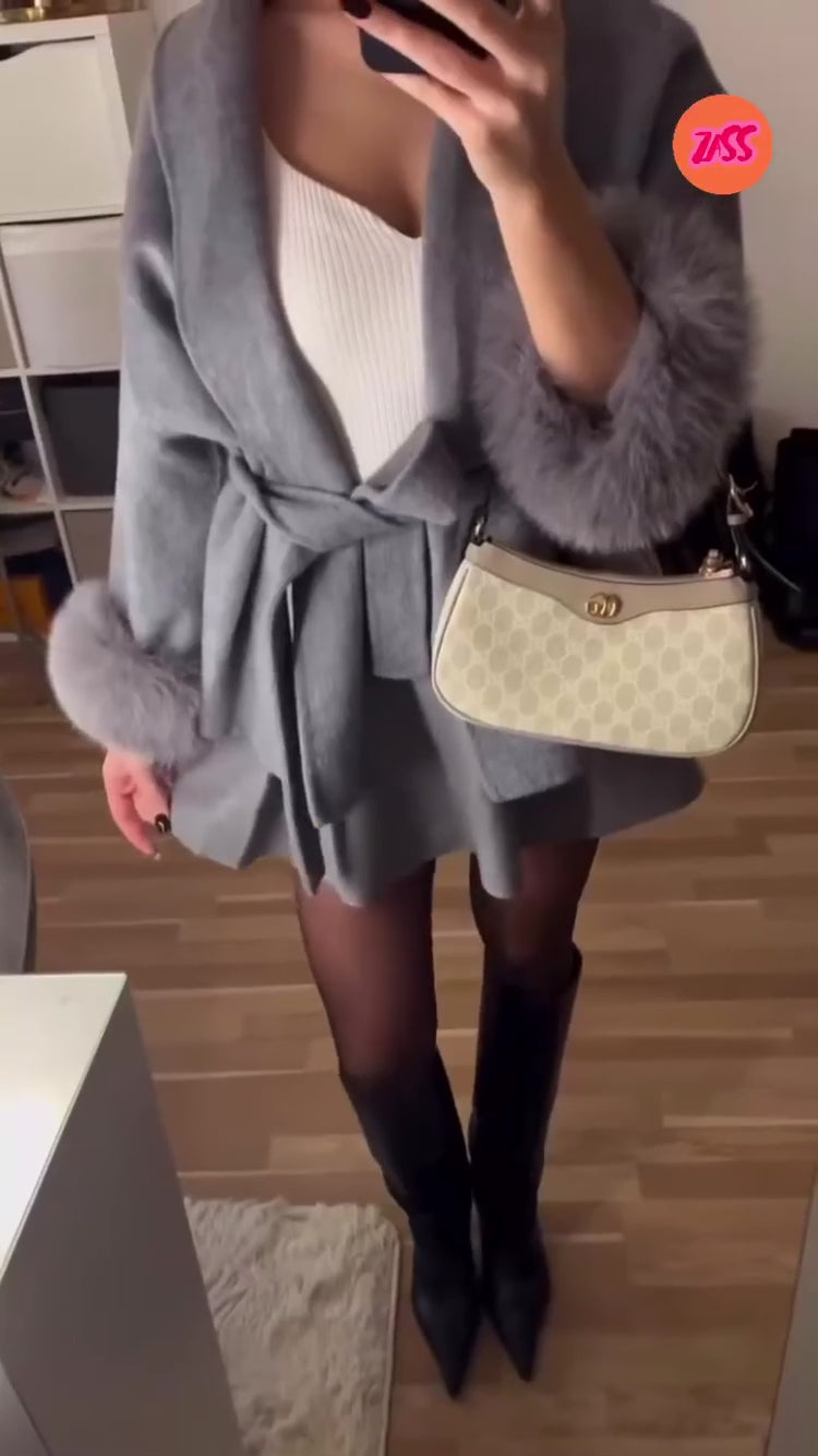 Manteau en laine col écharpe